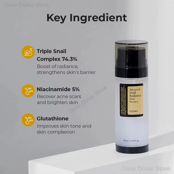 COSRX Niacinamide 5%+Snail Mucin 74% Dual Essence Advanced Snail Radiance Hydrating anti Aging Face Serum Korean Skin Care 80Ml