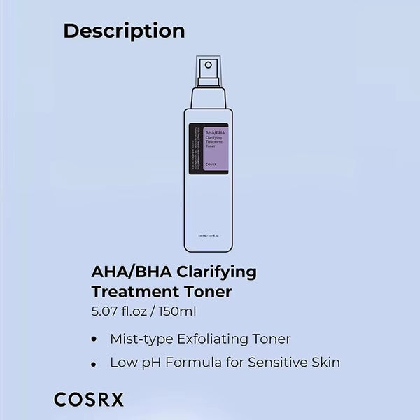 AHA/BHA Clarifying Treatment Toner 150Ml Exfoliating Facial Serum Moisturizing Smooth Korean Cosmetics